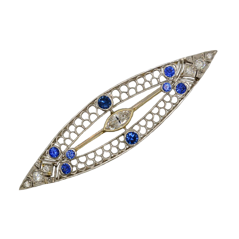 Sapphire & Diamond Brooch