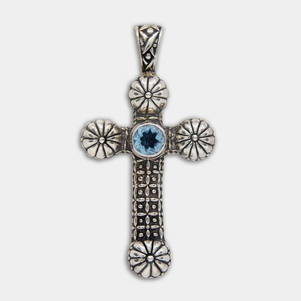 Blue Topaz Cross Pendant