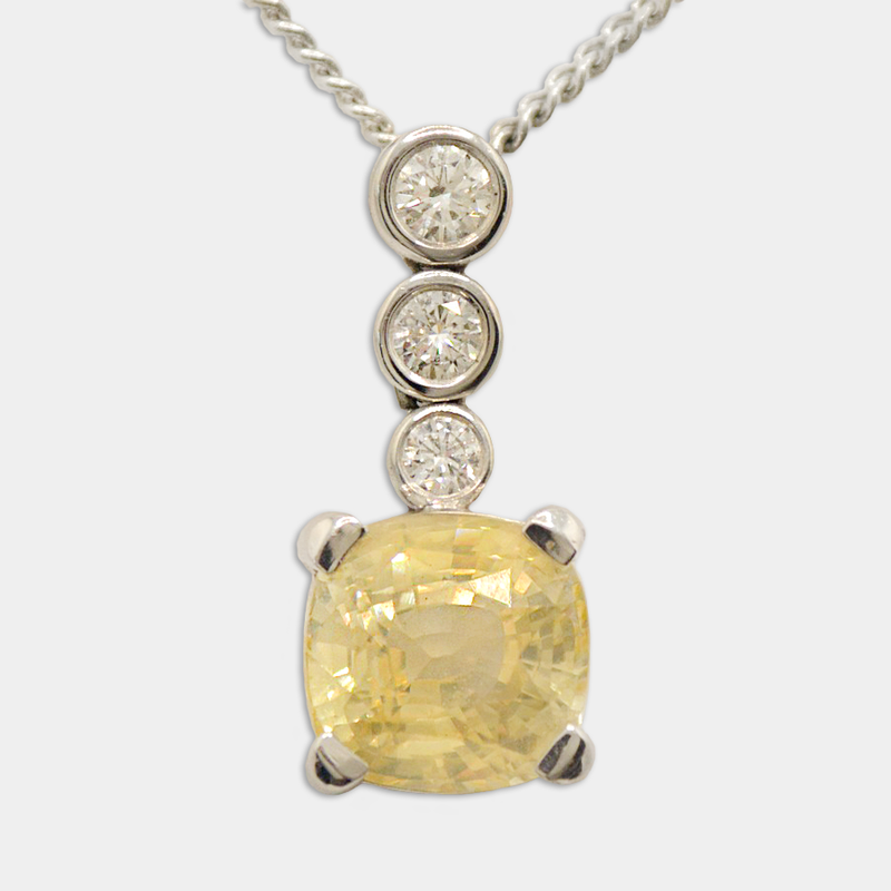 Yellow Sapphire & Diamond Pendant